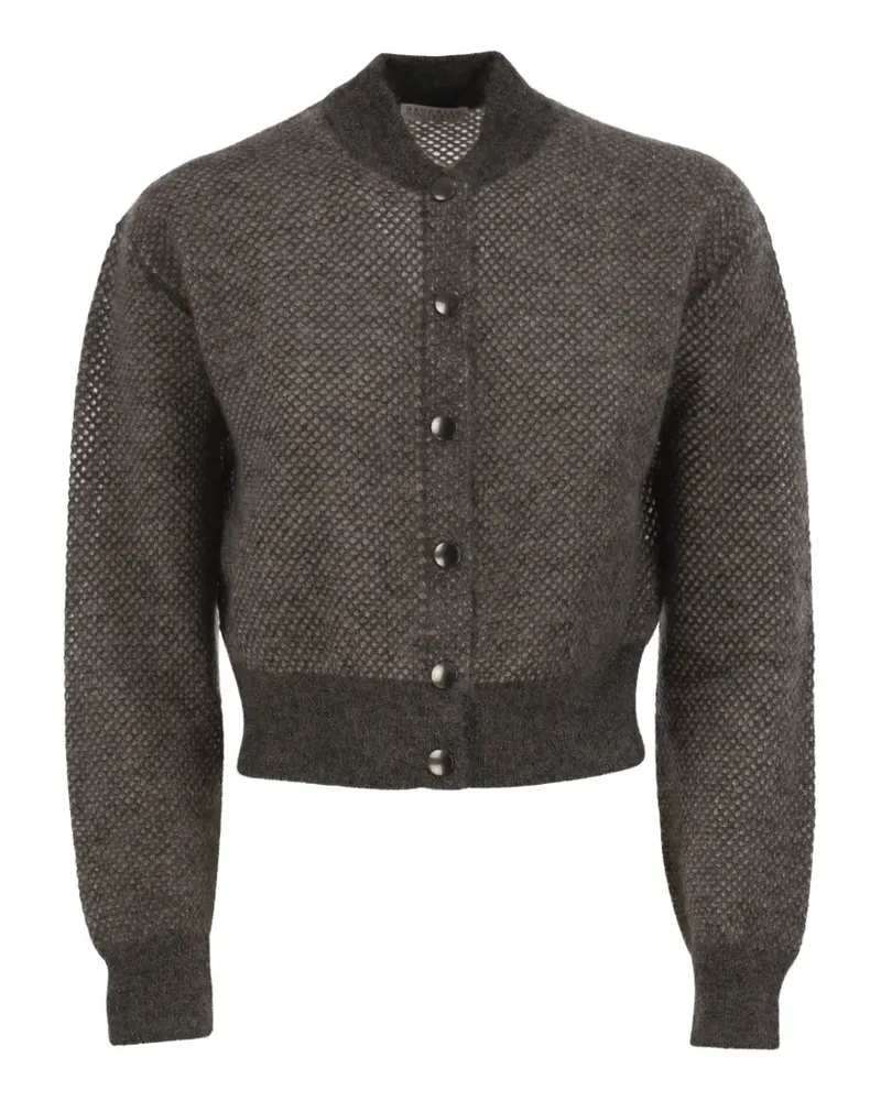 Brunello Cucinelli openwork shimmering cardigan - Grau Grau
