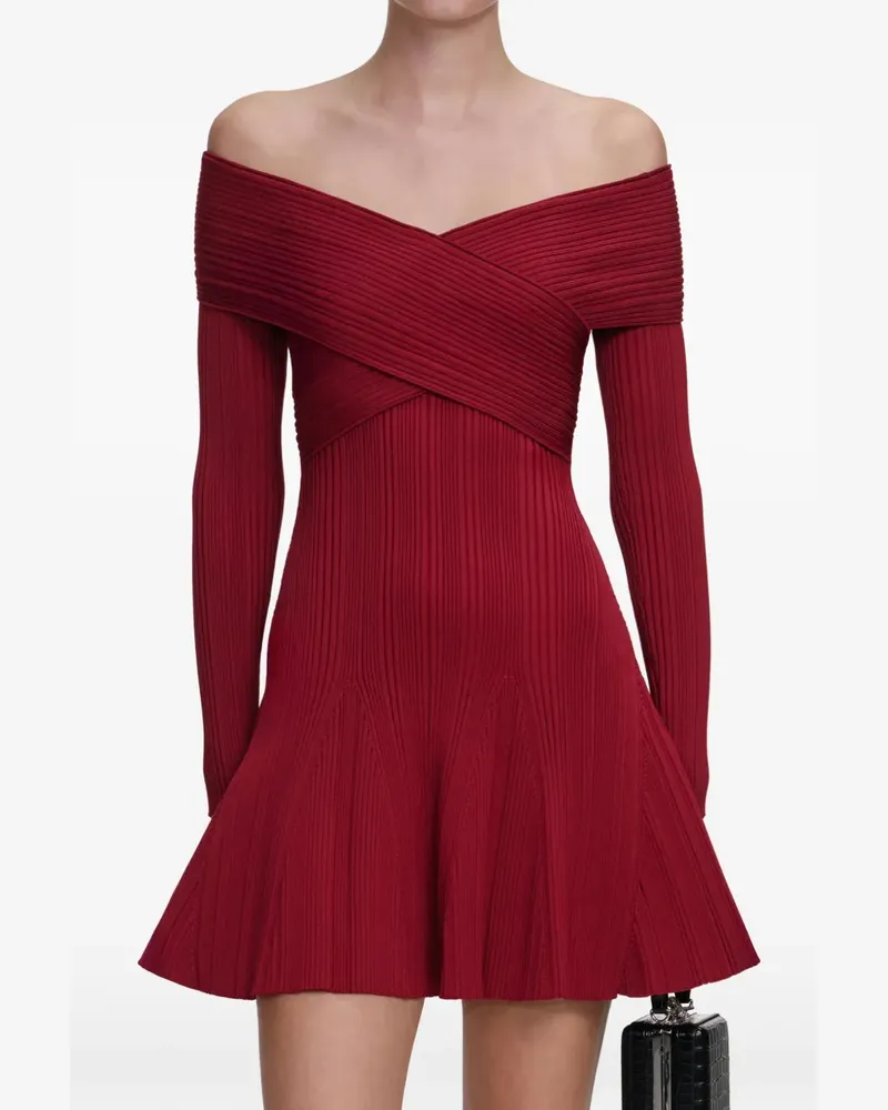 Self-Portrait Minikleid aus geripptem Strick - Rot Rot