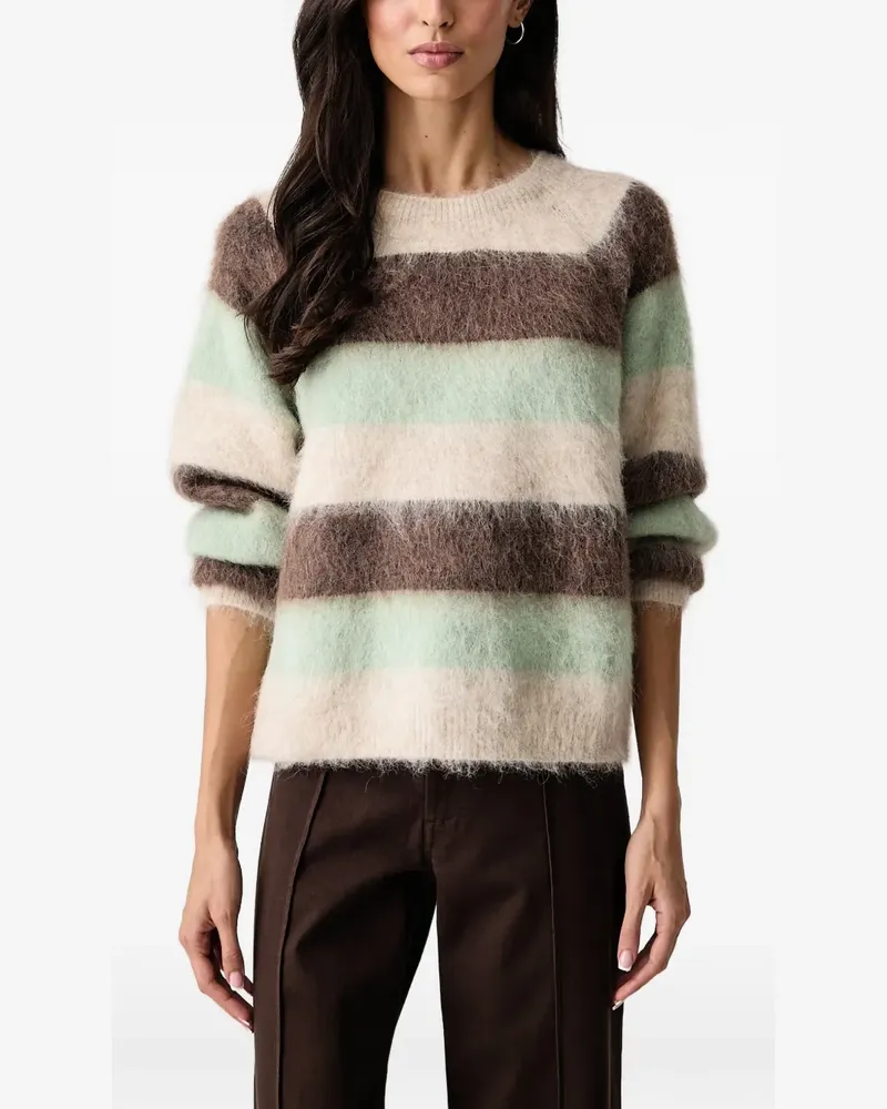 Mos Mosh Suvi striped brushed-knit sweater - Nude Nude