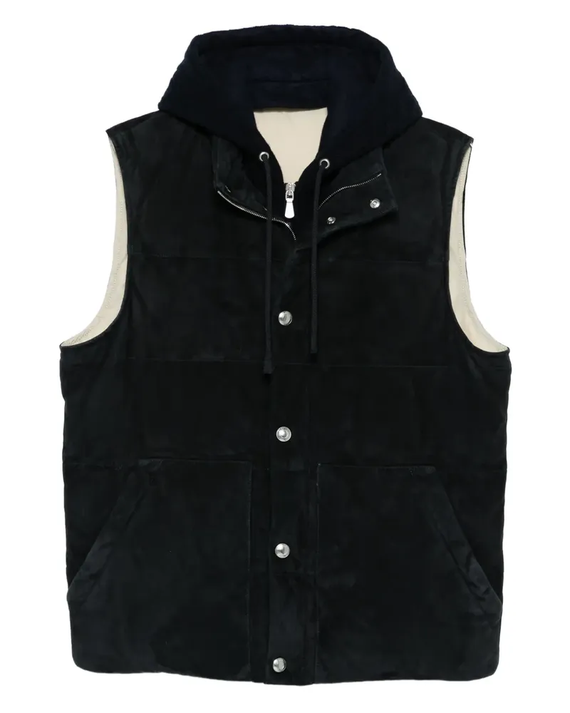 Eleventy Wildlederweste mit Kapuze - Blau Blau