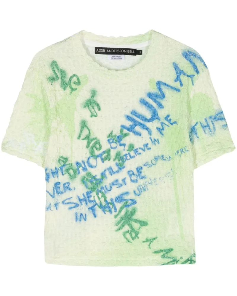 Andersson Bell Jenny Cropped-T-Shirt mit Spray-Effekt Grün