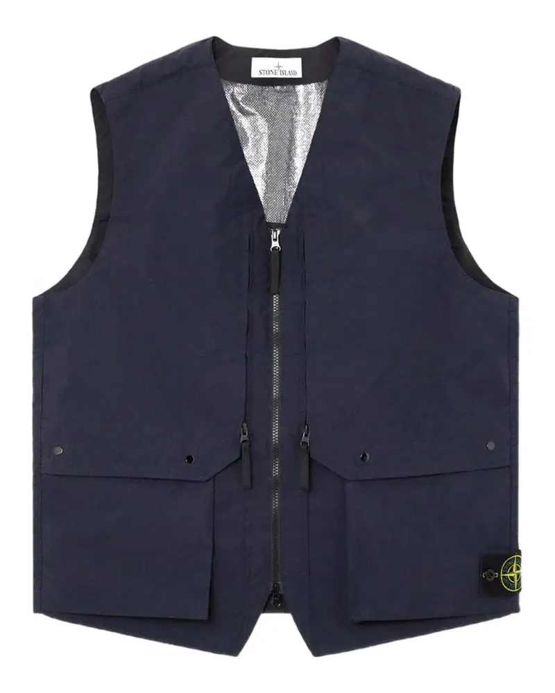 Stone Island G100005 Poly Ripstop Utility-Weste aus Metall - Blau Blau