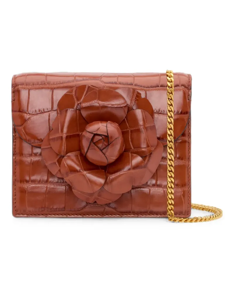 Oscar de la Renta Mini TRO Clutch mit Kroko-Effekt - Braun Braun