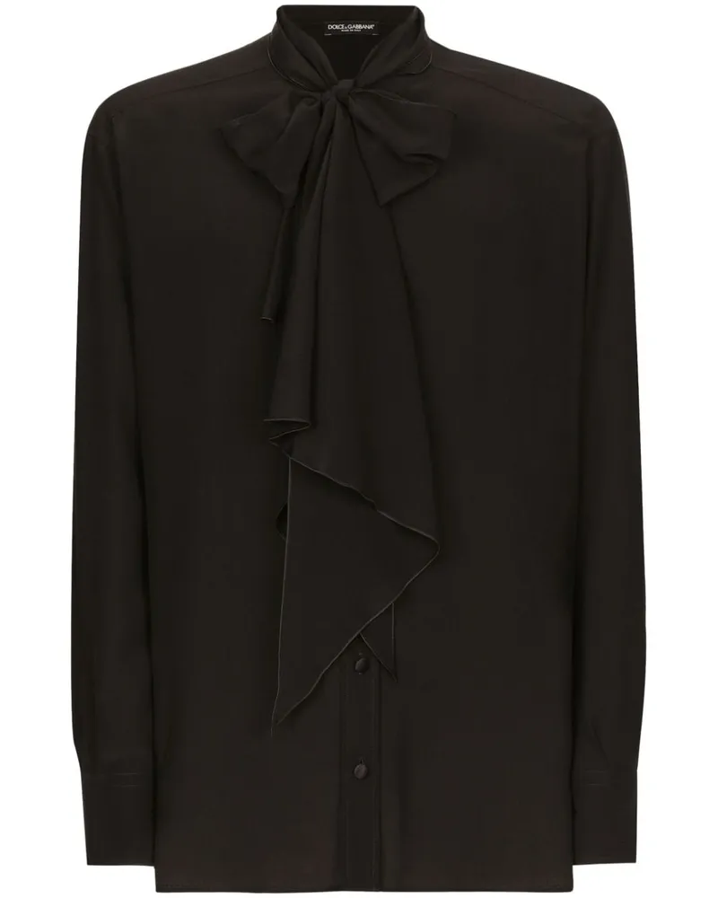 Dolce & Gabbana Hemd mit Schleifenkragen - Schwarz Schwarz
