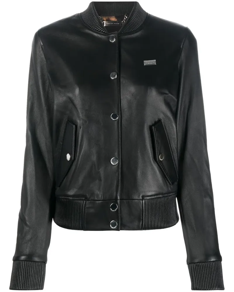 Philipp Plein Bomberjacke aus Leder - Schwarz Schwarz