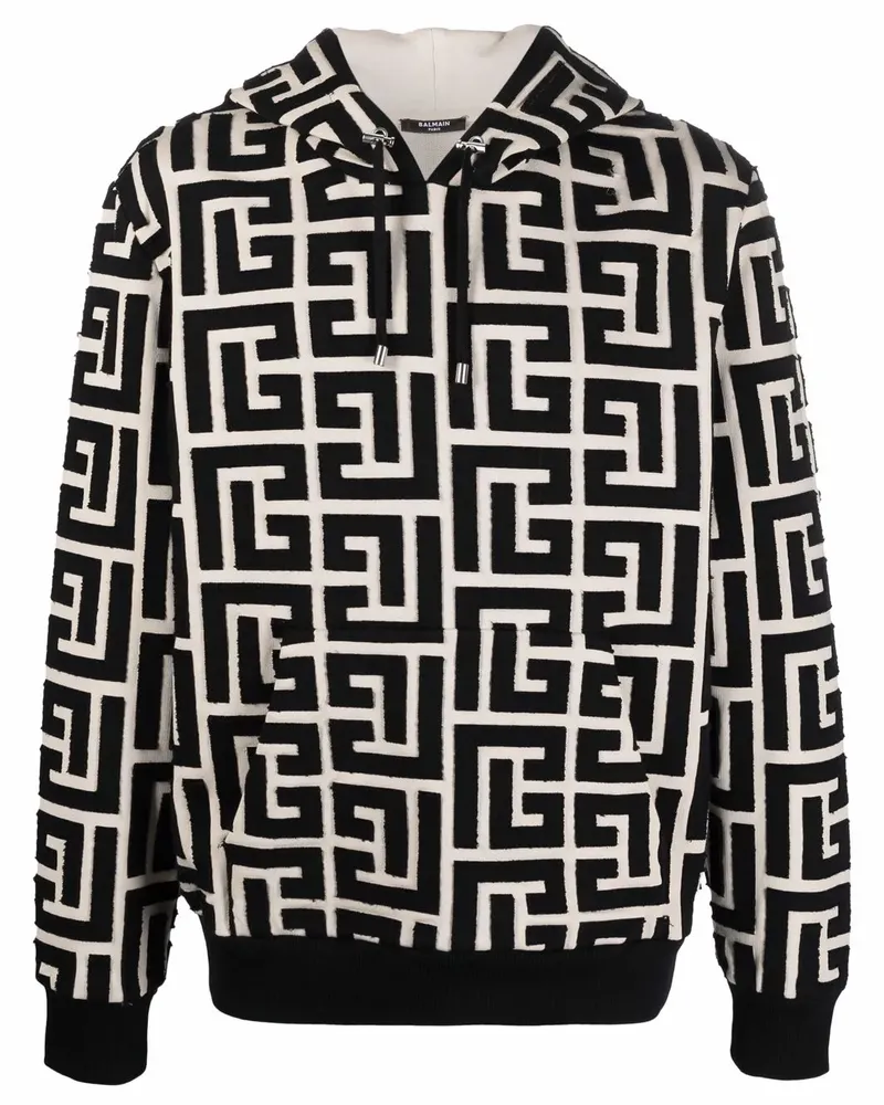 Balmain Hoodie mit Monogramm-Print - Schwarz Schwarz