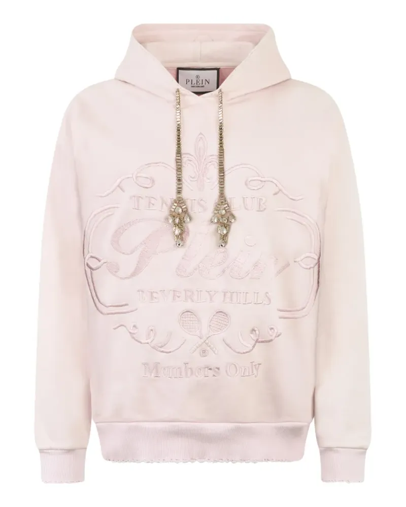 Philipp Plein Kristallverzierter Hoodie mit Logo-Stickerei - Rosa Rosa
