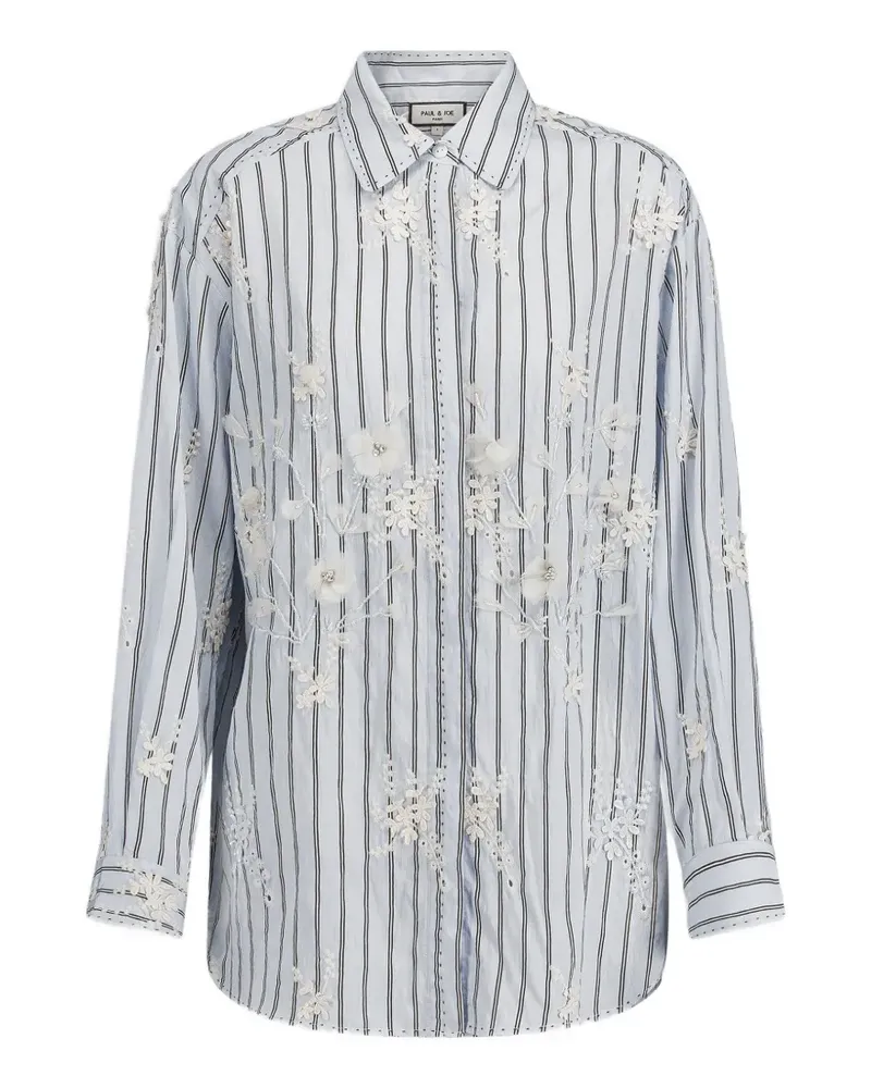 Paul & Joe floral-embroidered striped shirt - Blau Blau