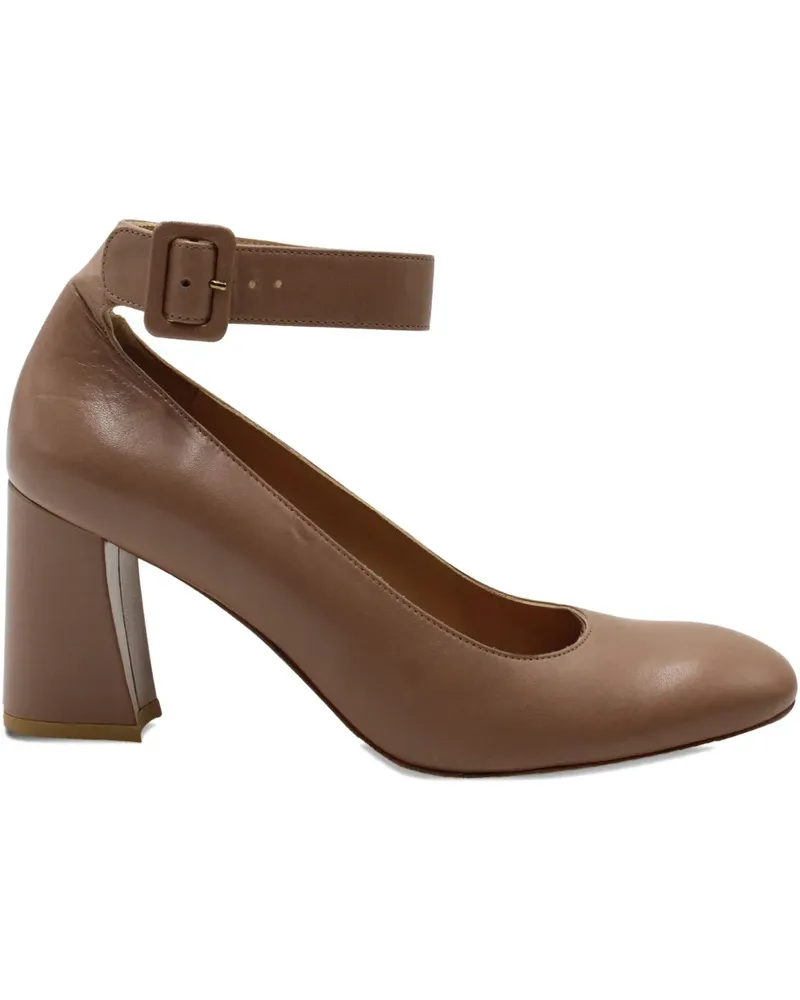 Stuart Weitzman block-heel leather pumps - Braun Braun
