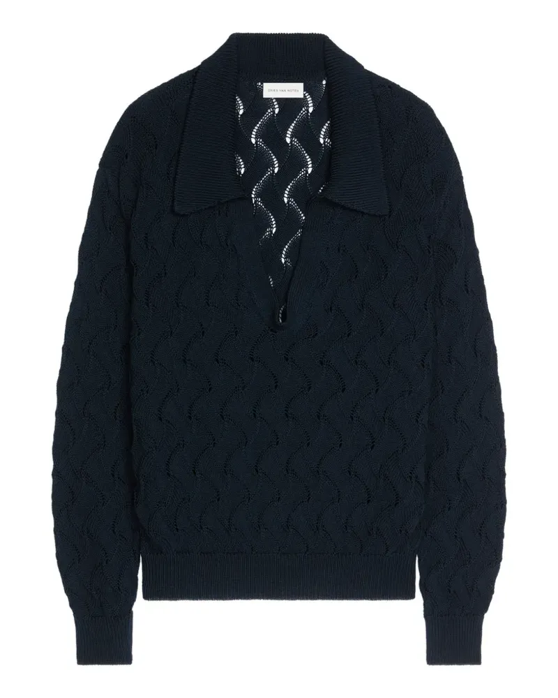 Dries van Noten Pullover mit Poloshirtkragen - Blau Blau