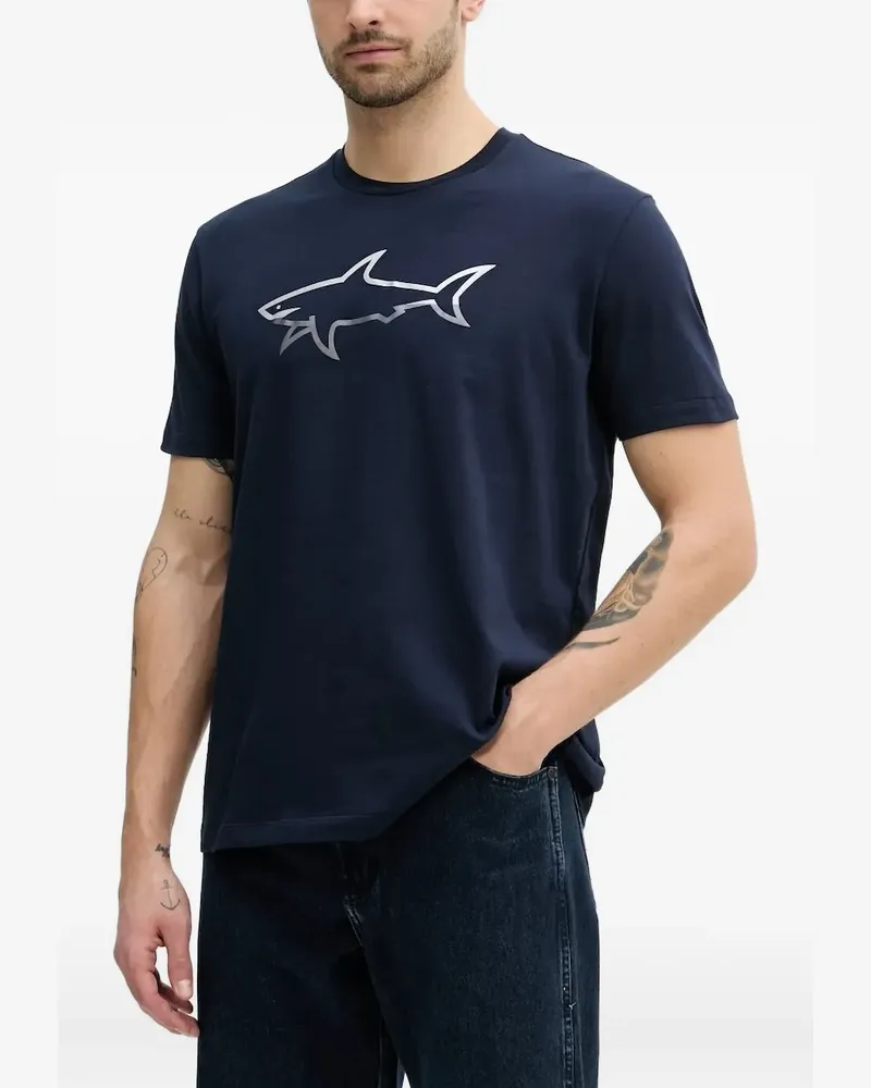 Paul & Shark T-Shirt mit Hai-Logo - Blau Blau