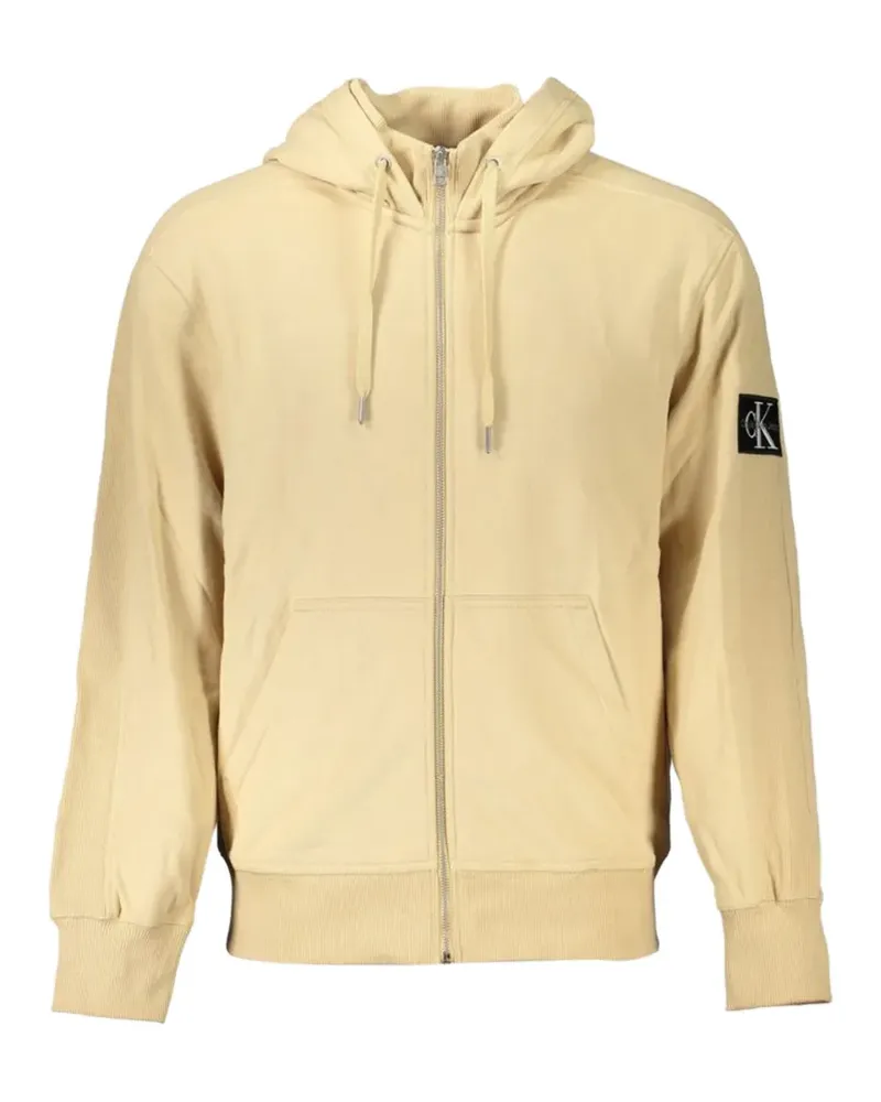 Calvin Klein logo-patch zip-up hoodie - Nude Nude