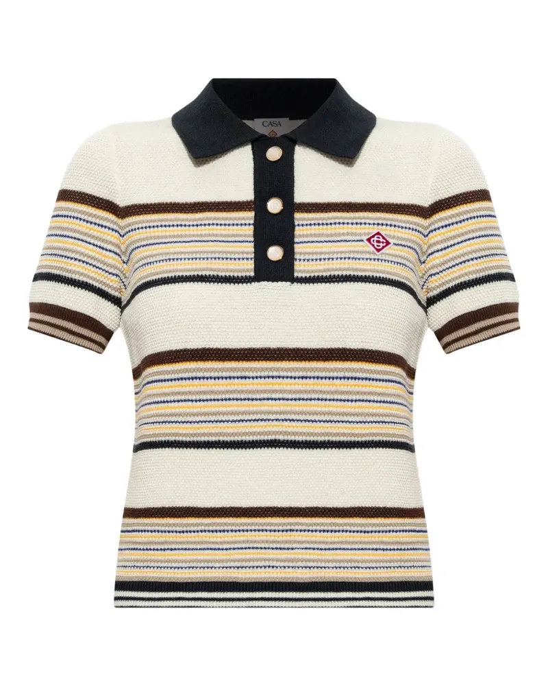 Casablanca Paris Café Poloshirt mit Streifenmuster - Nude Nude