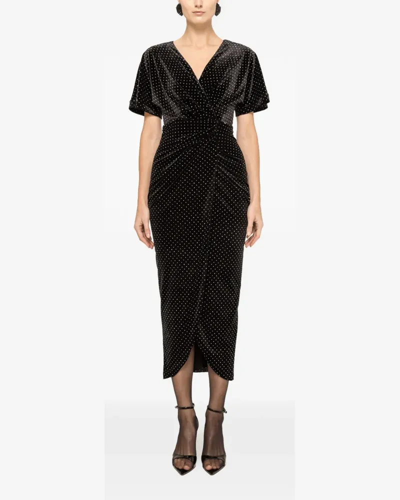 NISSA glitter velvet midi dress - Schwarz Schwarz