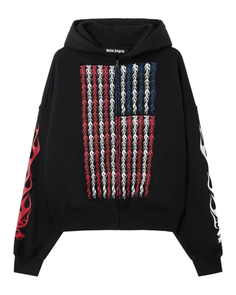 Palm Angels Flames Flag Kapuzenjacke - Schwarz Schwarz