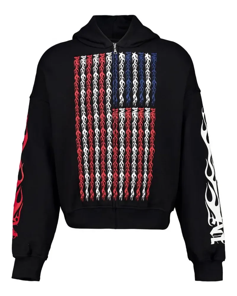 Palm Angels Flames Flag zip-up hoodie - Schwarz Schwarz