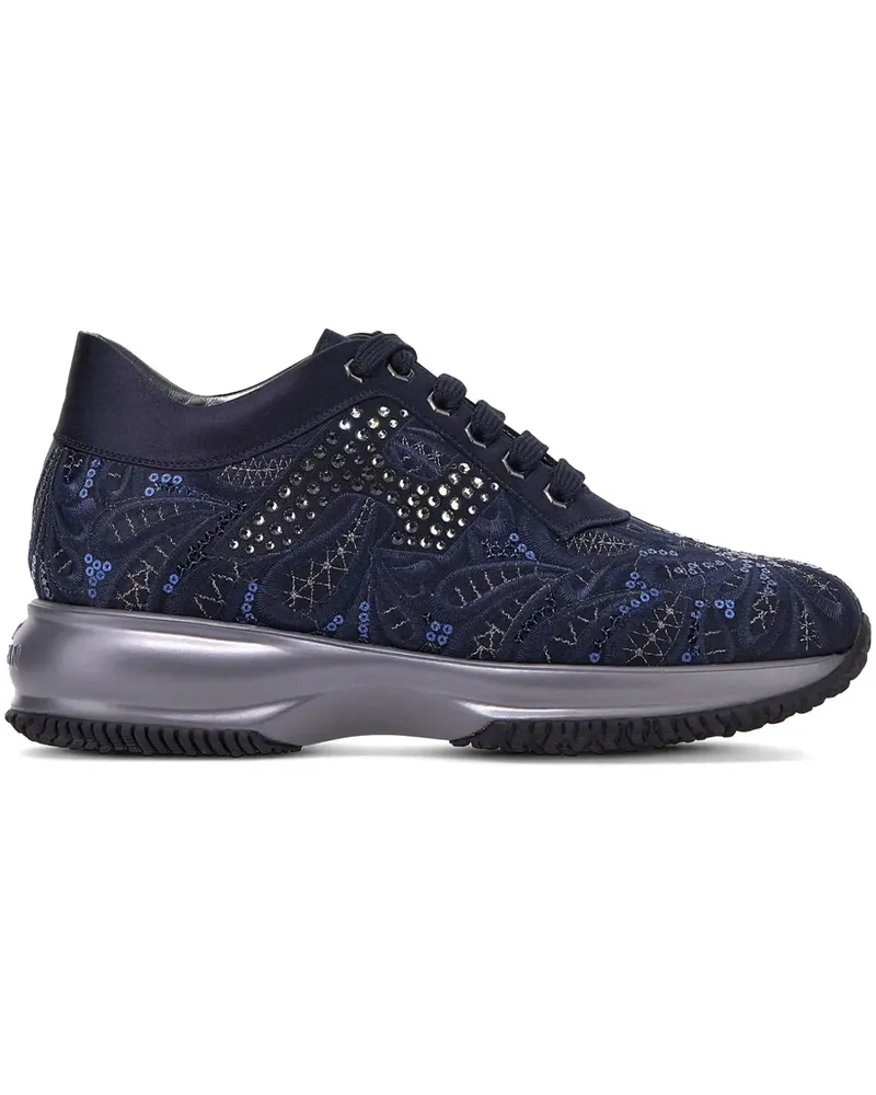 Hogan Interactive Sneakers mit Blumenstickerei - Blau Blau