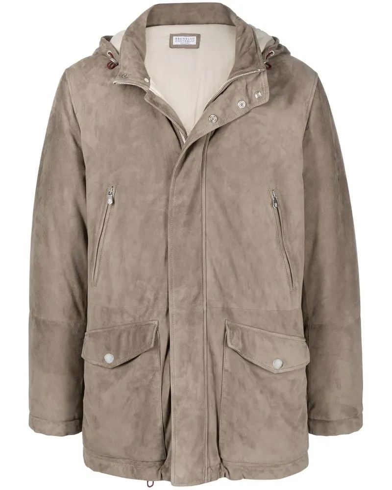 Brunello Cucinelli Kapuzenmantel mit Reißverschluss - Grau Grau