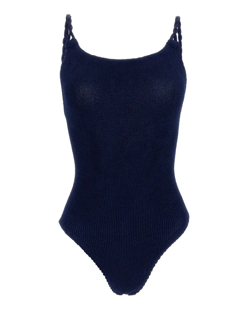 Hunza G Camille Badeanzug mit Knitteroptik - Blau Blau