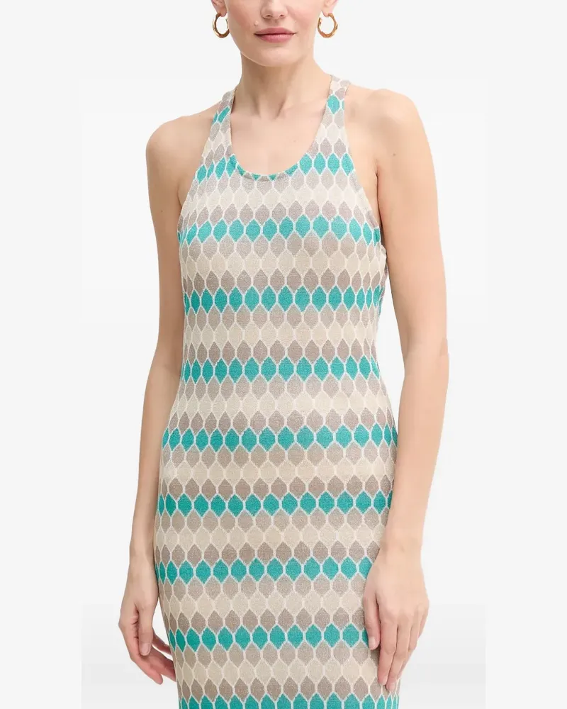 Fracomina geometric-pattern midi dress - Nude Nude