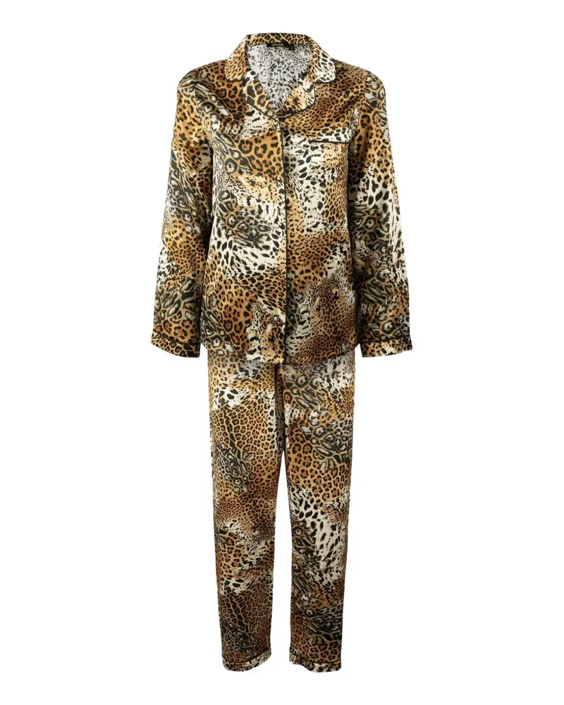 Roberto Cavalli Home Pyjama-Set aus Seide mit Leopardenprint - Braun Braun