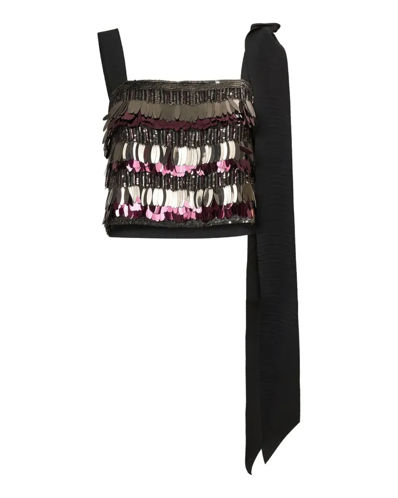 Carolina Herrera New York Oberteil mit Pailletten und Schleife - Schwarz Schwarz