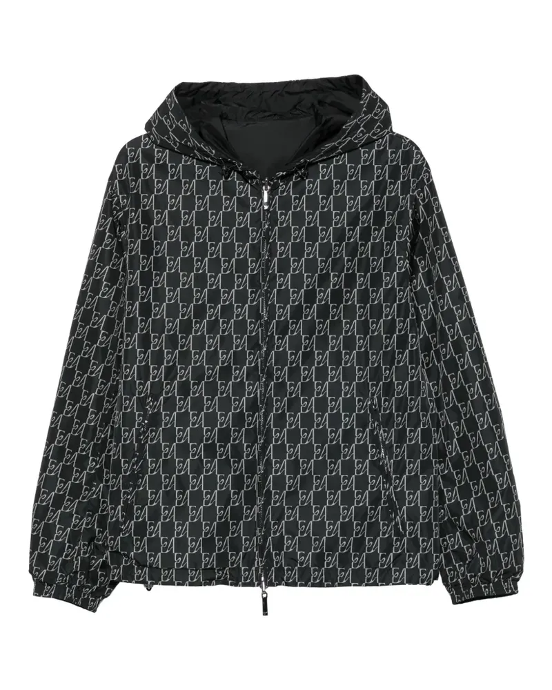 Emporio Armani monogram-print reversible jacket - Schwarz Schwarz