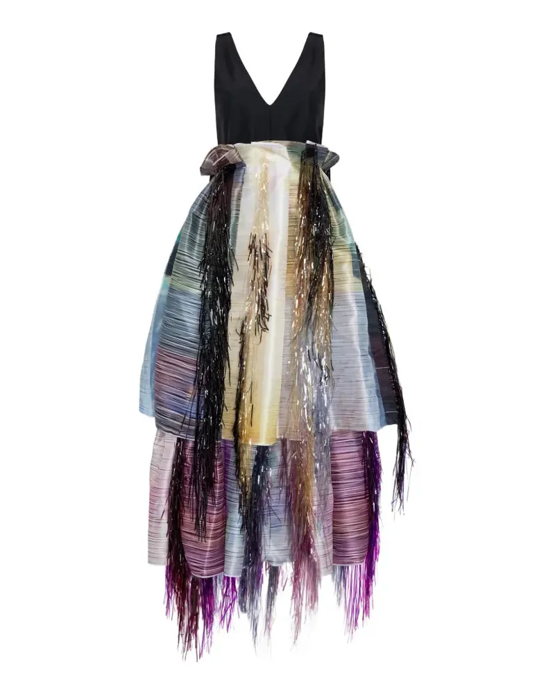 Roksanda Ilincic Hanae Patchwork-Maxikleid mit Fil Coupé - Schwarz Schwarz