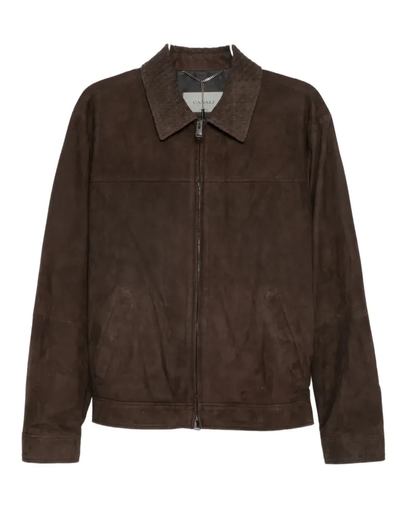 Canali zip suede jacket - Braun Braun