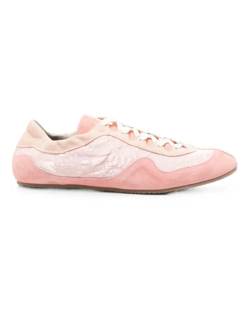 Cecilie Bahnsen Blaise Windflower-embroidered suede sneakers - Rosa Rosa