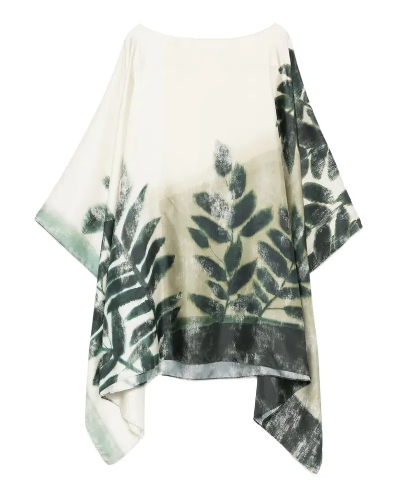 Marina Rinaldi Mrnvisiera floral-print silk top - Nude Nude