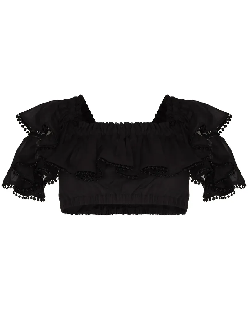 Charo Ruiz Schulterfreies Cropped-Oberteil - Schwarz Schwarz