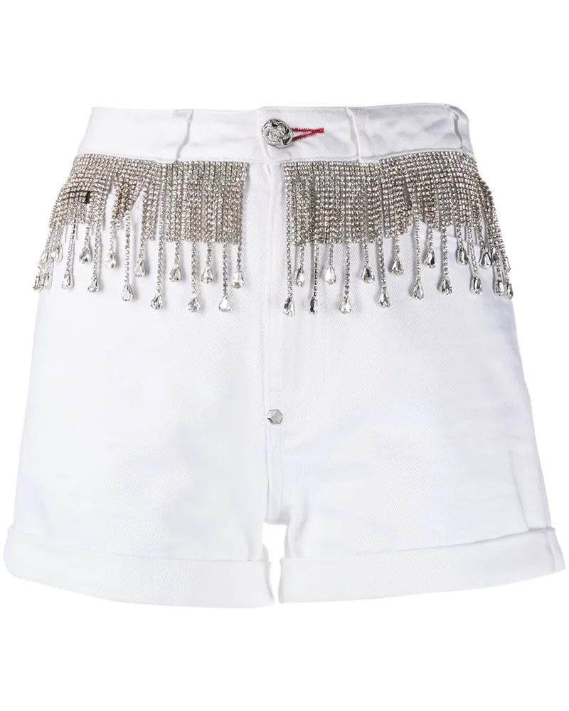 Philipp Plein Jeansshorts mit Kristallen Weiß