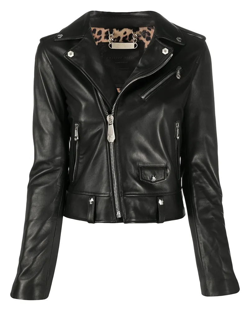 Philipp Plein Bikerjacke mit Reißverschlüssen - Schwarz Schwarz