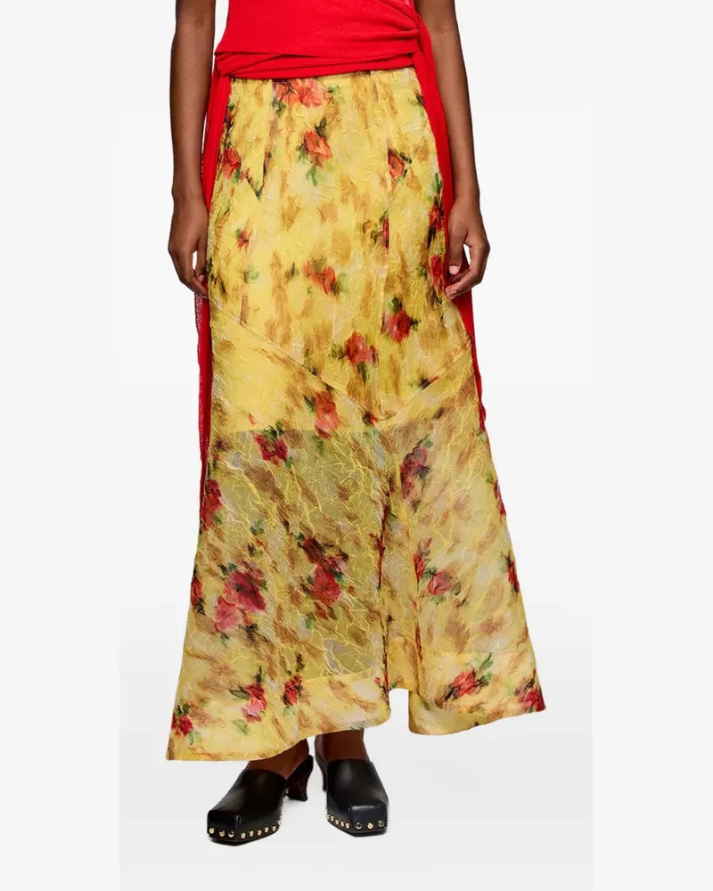 Ganni skirt in printed Shibori organza - Gelb Gelb