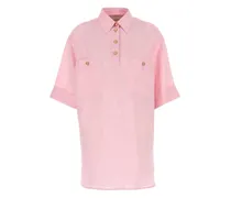 Kurzärmelige Leinenbluse - Rosa