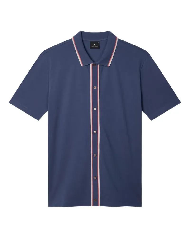 Paul Smith Poloshirt mit gestreiftem Besatz - Blau Blau