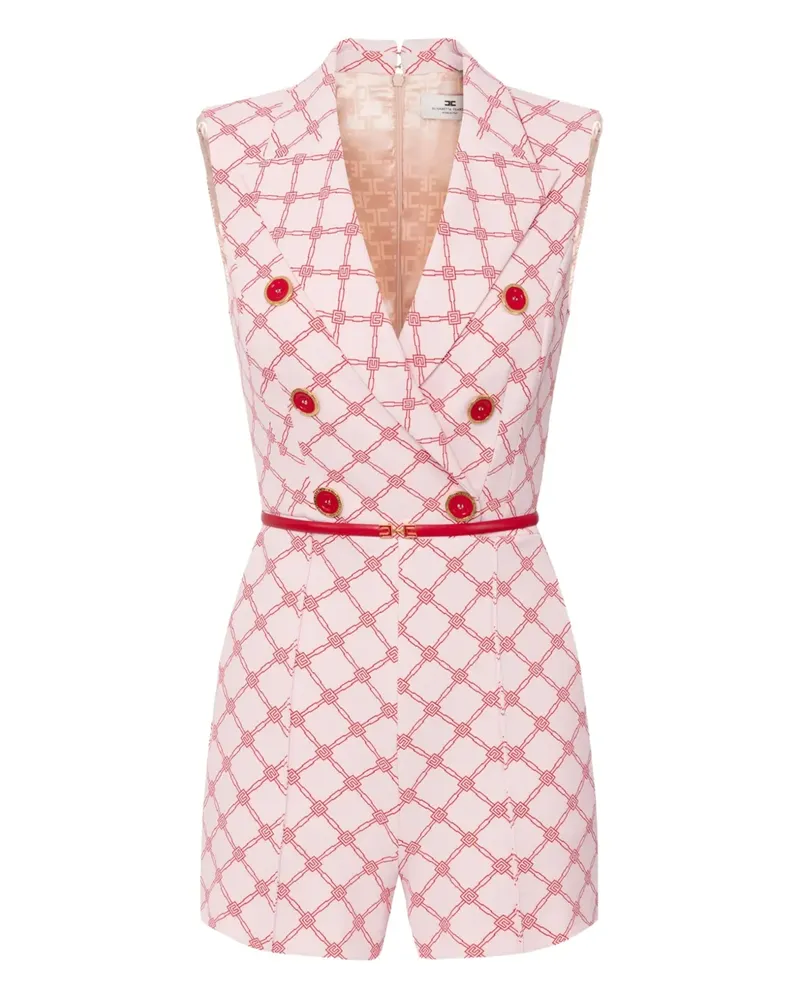 Elisabetta Franchi Doppelreihiger Playsuit mit Logo-Print - Rosa Rosa