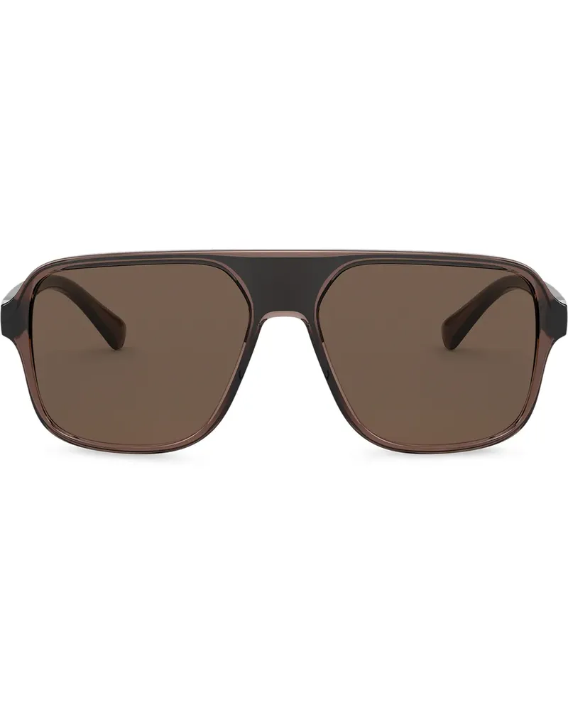 Dolce & Gabbana Eckige Sonnenbrille mit Logo - Schwarz Schwarz