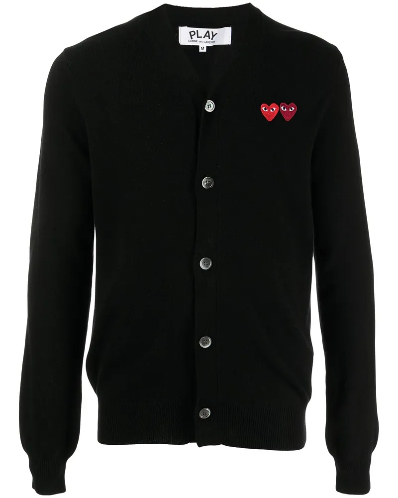 Comme des Garçons Double Heart Cardigan - Schwarz Schwarz