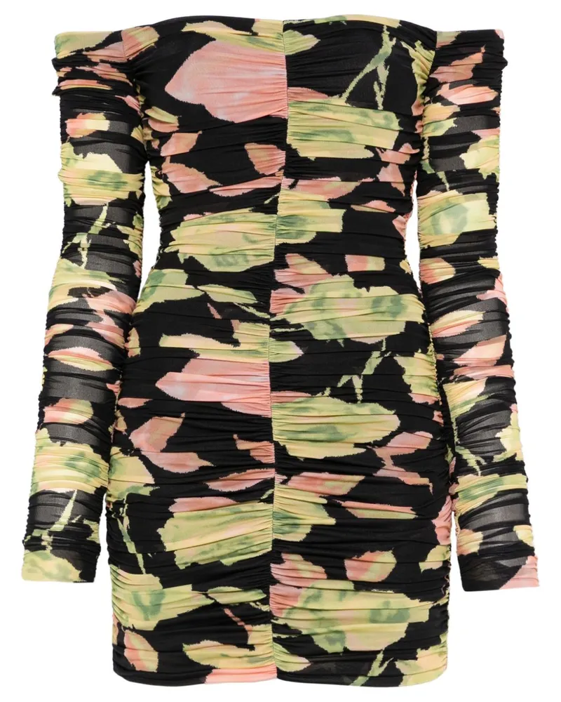 Blumarine Minikleid mit Blumen-Print - Schwarz Schwarz