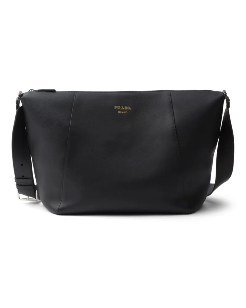 Prada Schultertasche mit Logo-Stempel - Schwarz Schwarz