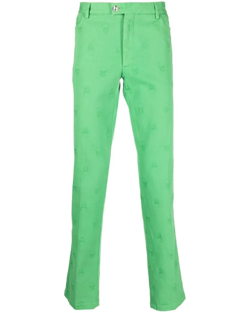 Philipp Plein Straight-Leg-Hose mit Totenkopf - Grün Grün