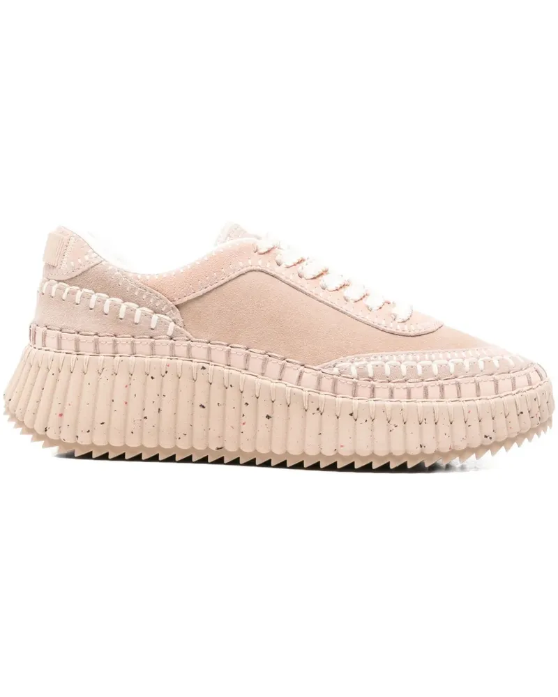 Chloé Nama Plateau-Sneakers mit Lederbesatz - Nude Nude
