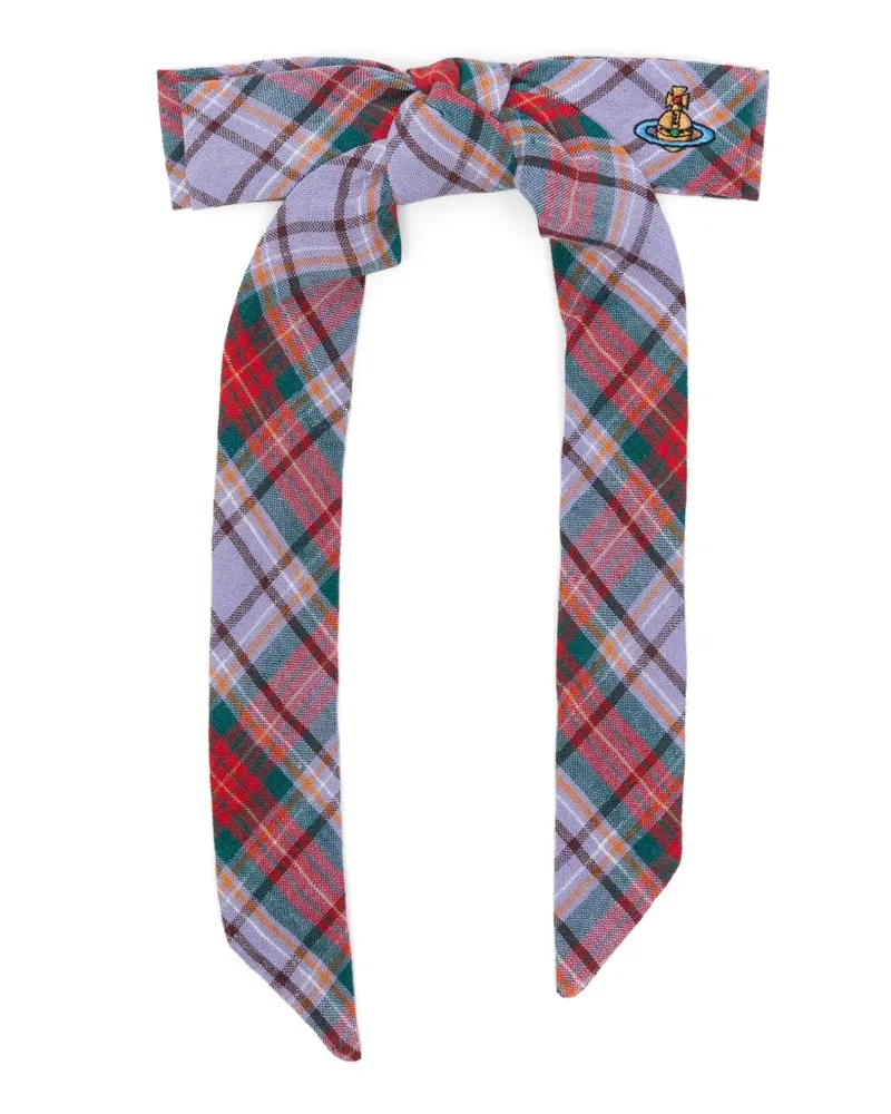Vivienne Westwood tartan-pattern orb-detail hair clip - Violett Violett