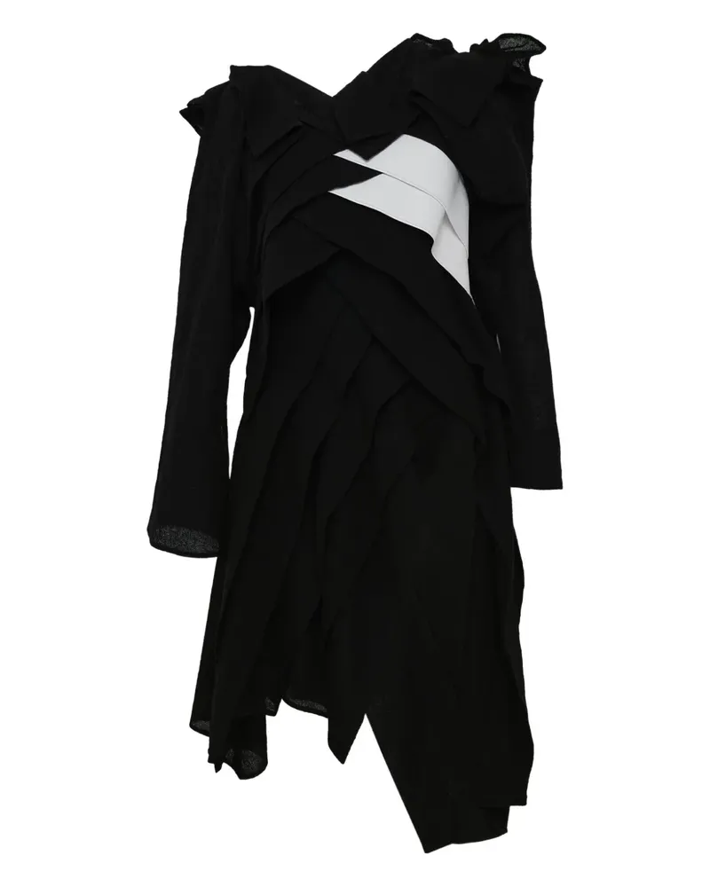 Yohji Yamamoto Midikleid mit Falten - Schwarz Schwarz