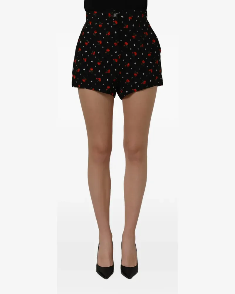Dolce & Gabbana floral-print high-waisted shorts - Schwarz Schwarz
