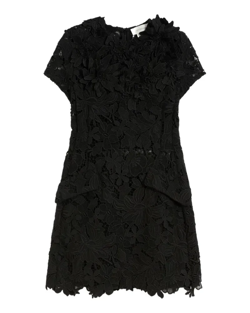 Max Mara floral-appliqué lace dress - Schwarz Schwarz