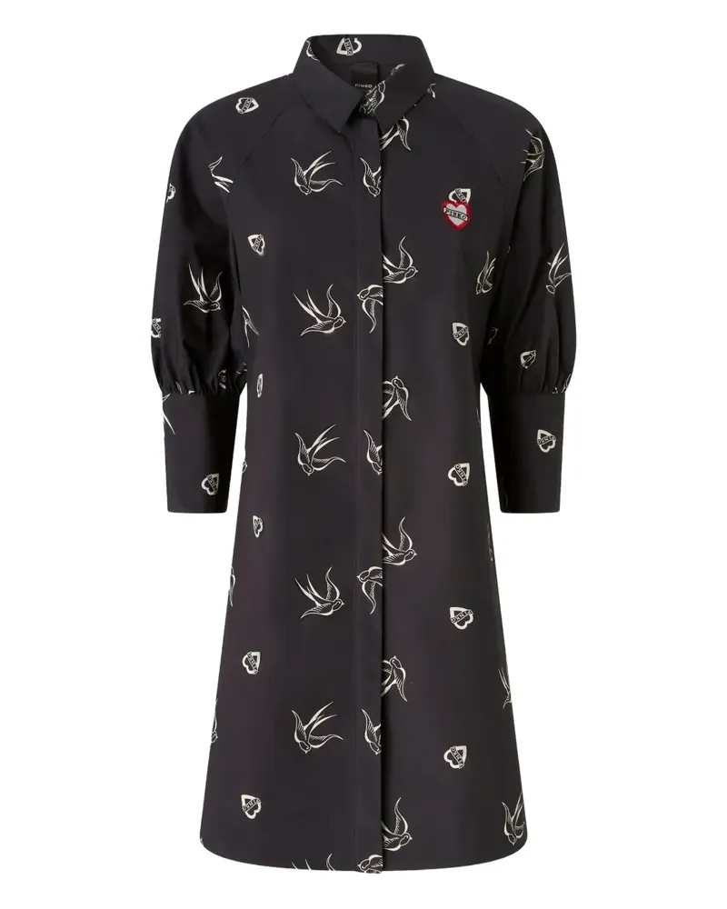 Pinko Hemdkleid mit Puffärmeln - Schwarz Schwarz