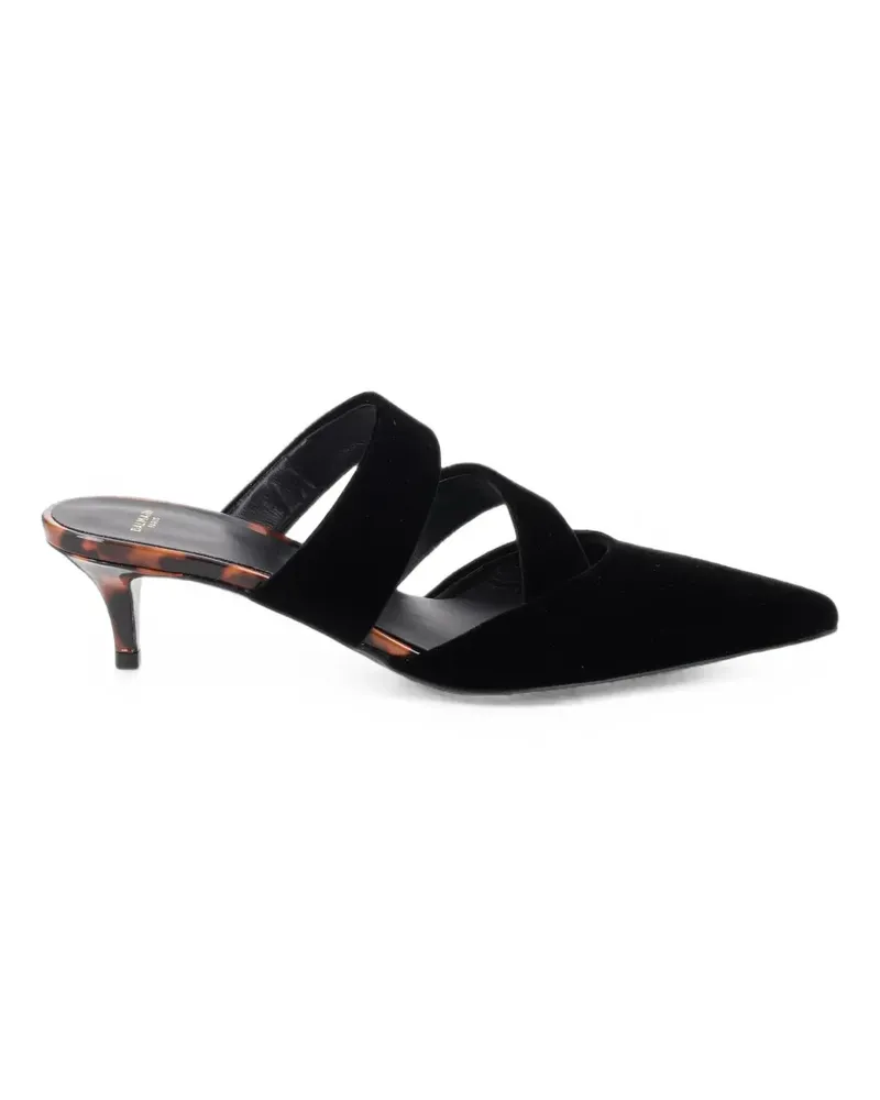 Balmain velvet and printed patent leather mules - Schwarz Schwarz